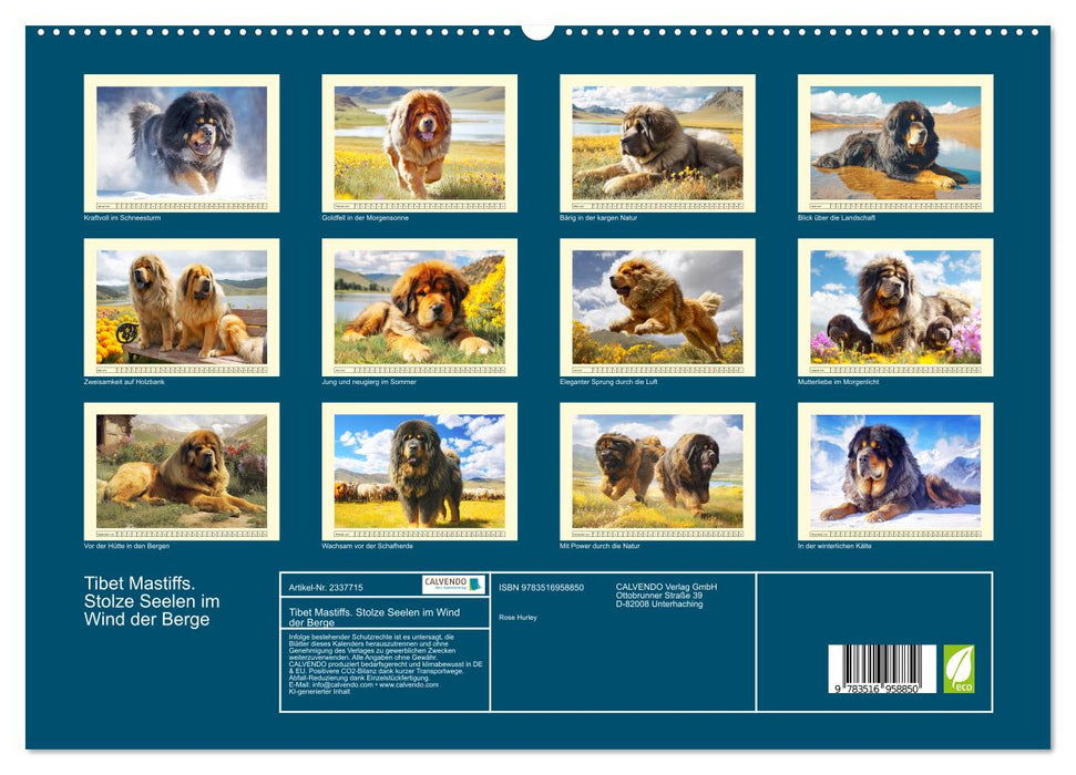 Tibet Mastiffs. Stolze Seelen im Wind der Berge (CALVENDO Premium Wandkalender 2027)