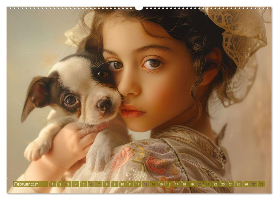 Eine kindliche Tierliebe - Herzensbilder (CALVENDO Premium Wandkalender 2027)