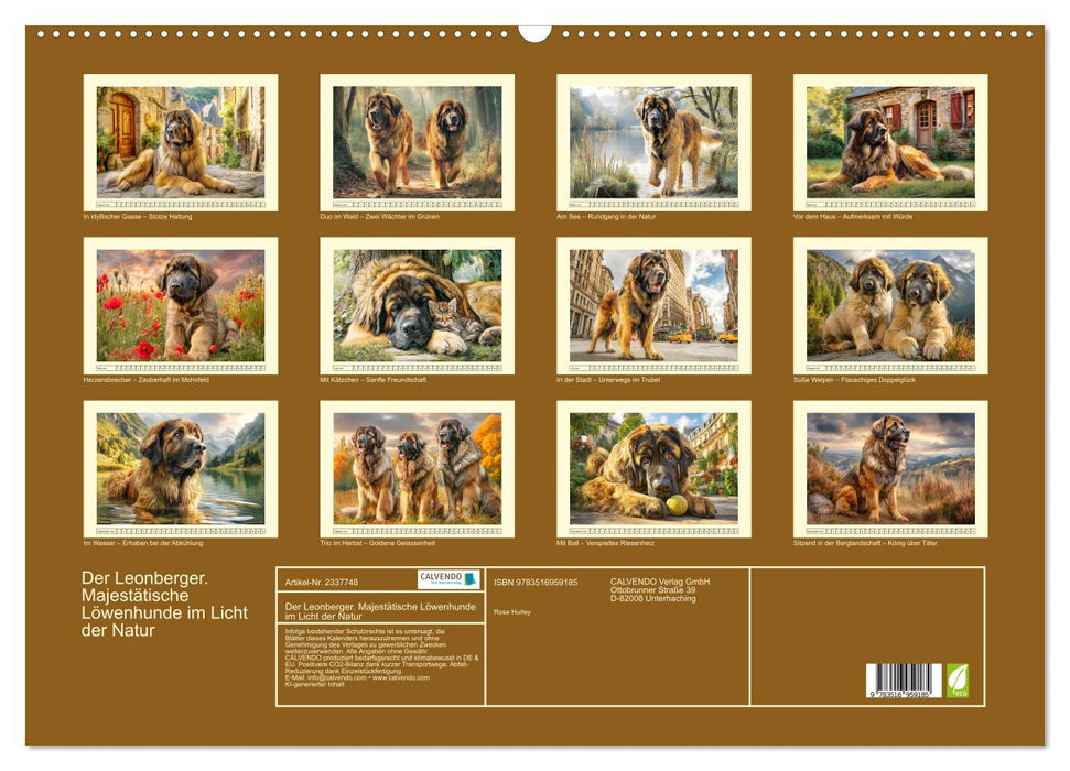 Der Leonberger. Majestätische Löwenhunde im Licht der Natur (CALVENDO Wandkalender 2027)
