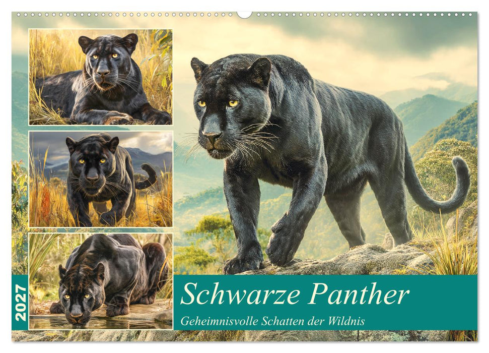 Schwarze Panther. Geheimnisvolle Schatten der Wildnis (CALVENDO Wandkalender 2027)
