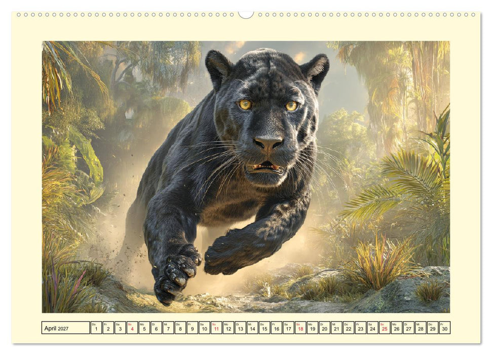 Schwarze Panther. Geheimnisvolle Schatten der Wildnis (CALVENDO Wandkalender 2027)