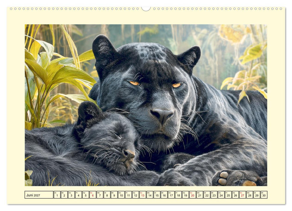 Schwarze Panther. Geheimnisvolle Schatten der Wildnis (CALVENDO Wandkalender 2027)