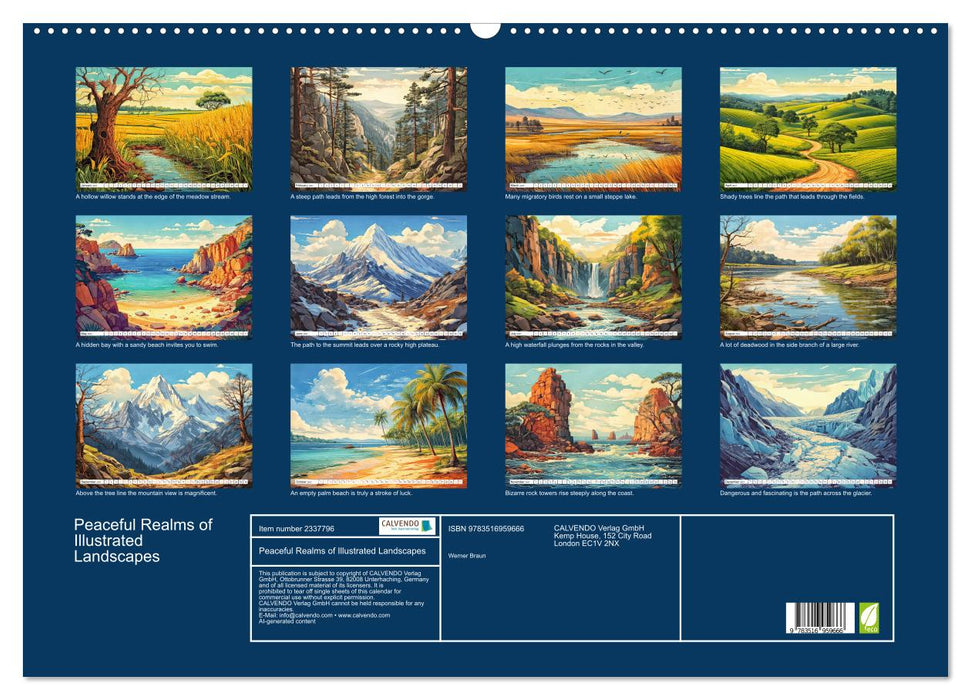 Peaceful Realms of Illustrated Landscapes (CALVENDO Monthly Calendar 2027)
