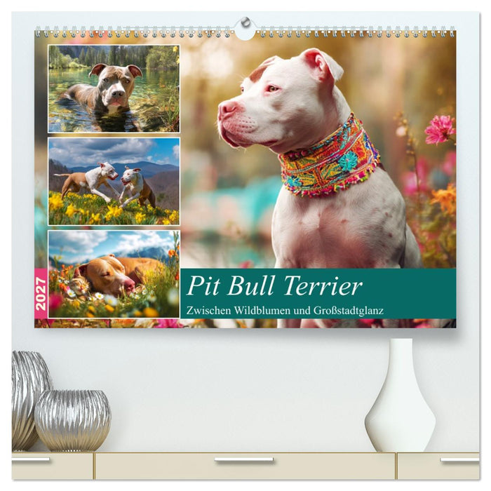 Pit Bull Terrier. Zwischen Wildblumen und Großstadtglanz (CALVENDO Premium Wandkalender 2027)