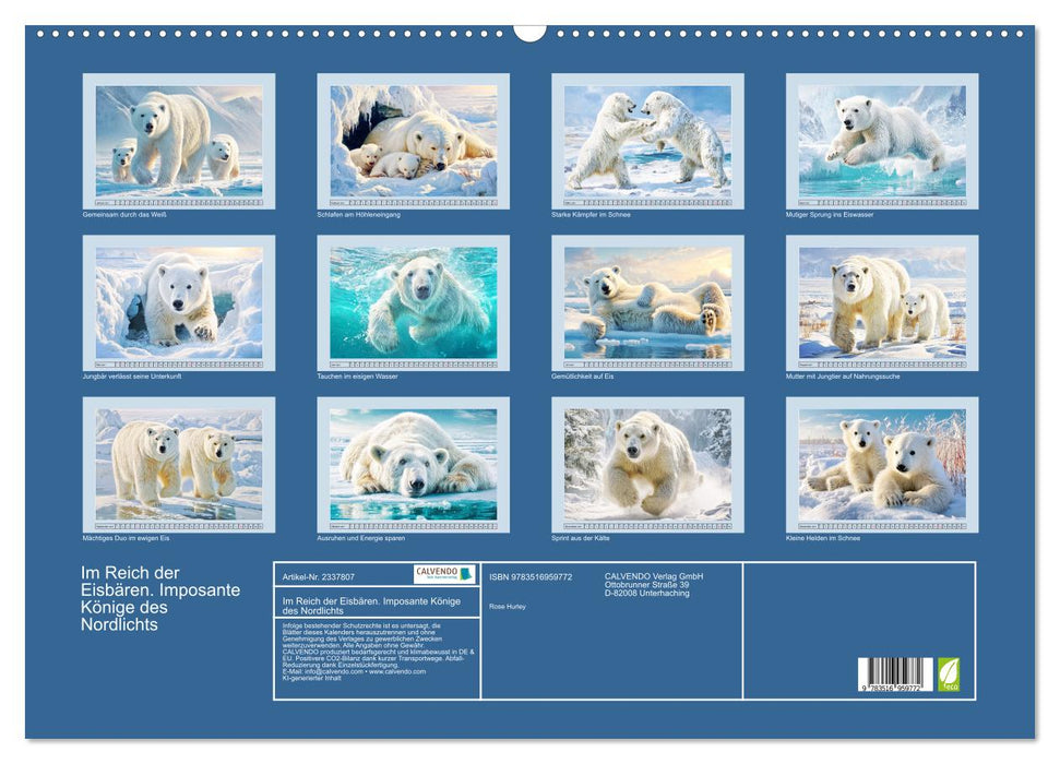 Im Reich der Eisbären. Imposante Könige des Nordlichts (CALVENDO Wandkalender 2027)