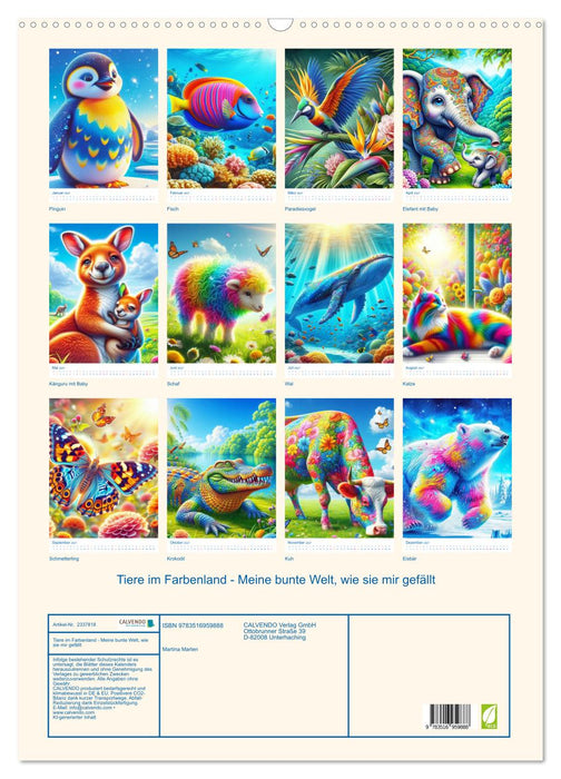 Tiere im Farbenland - Meine bunte Welt, wie sie mir gefällt (CALVENDO Wandkalender 2027)