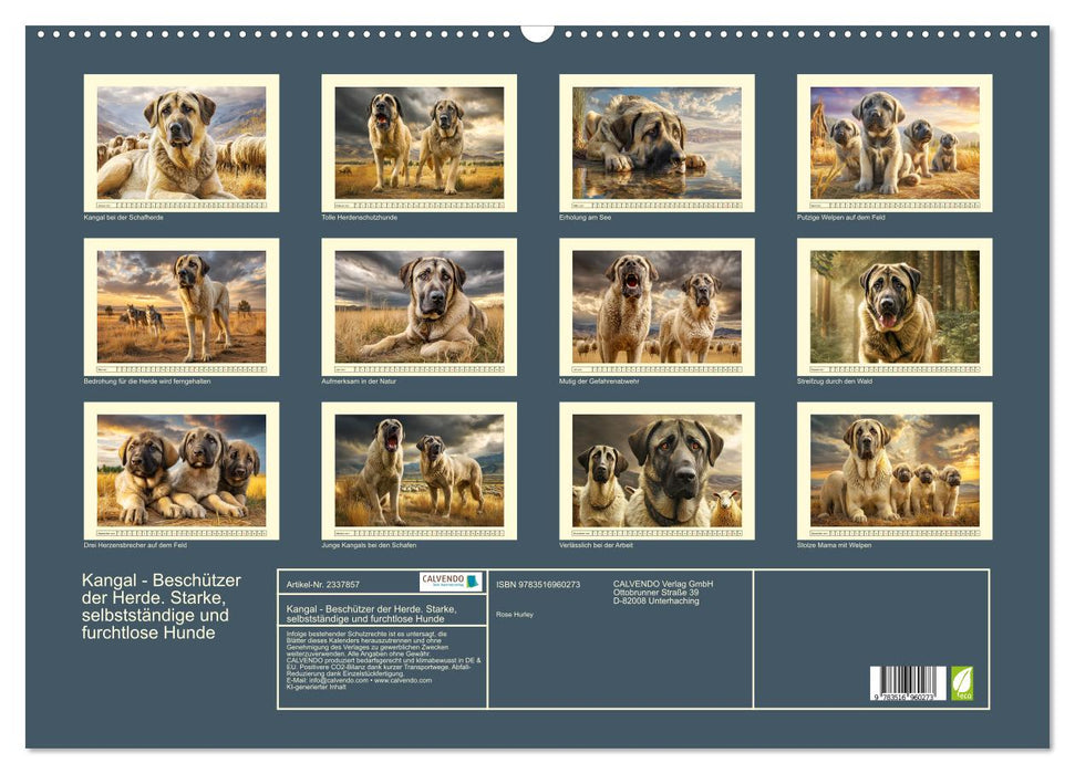 Kangal - Beschützer der Herde. Starke, selbstständige und furchtlose Hunde (CALVENDO Wandkalender 2027)