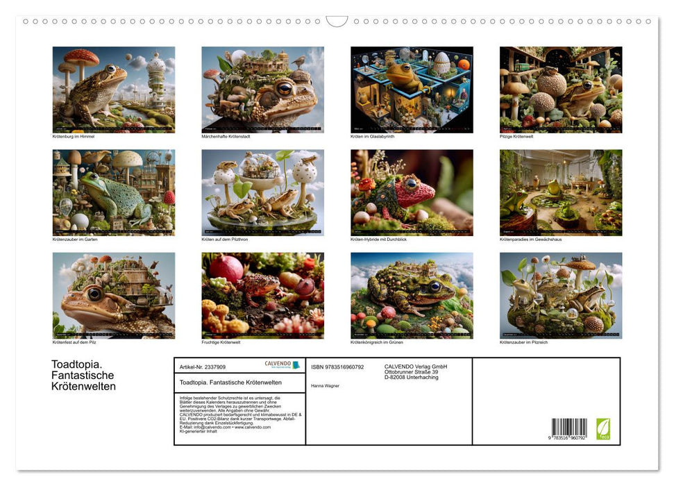 Toadtopia. Fantastische Krötenwelten (CALVENDO Wandkalender 2027)