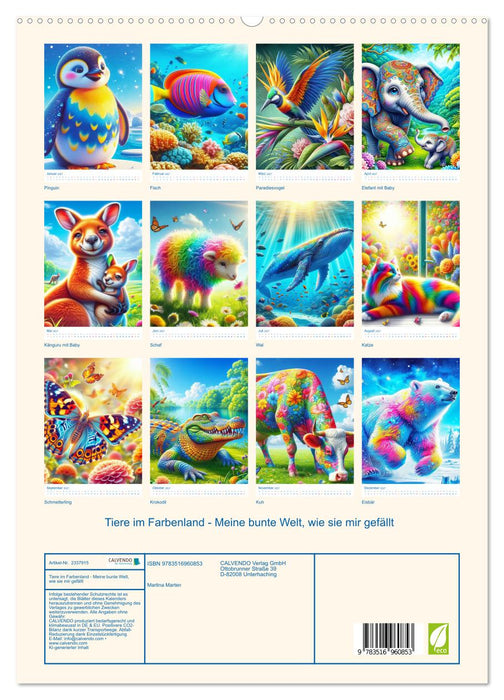 Tiere im Farbenland - Meine bunte Welt, wie sie mir gefällt (CALVENDO Premium Wandkalender 2027)