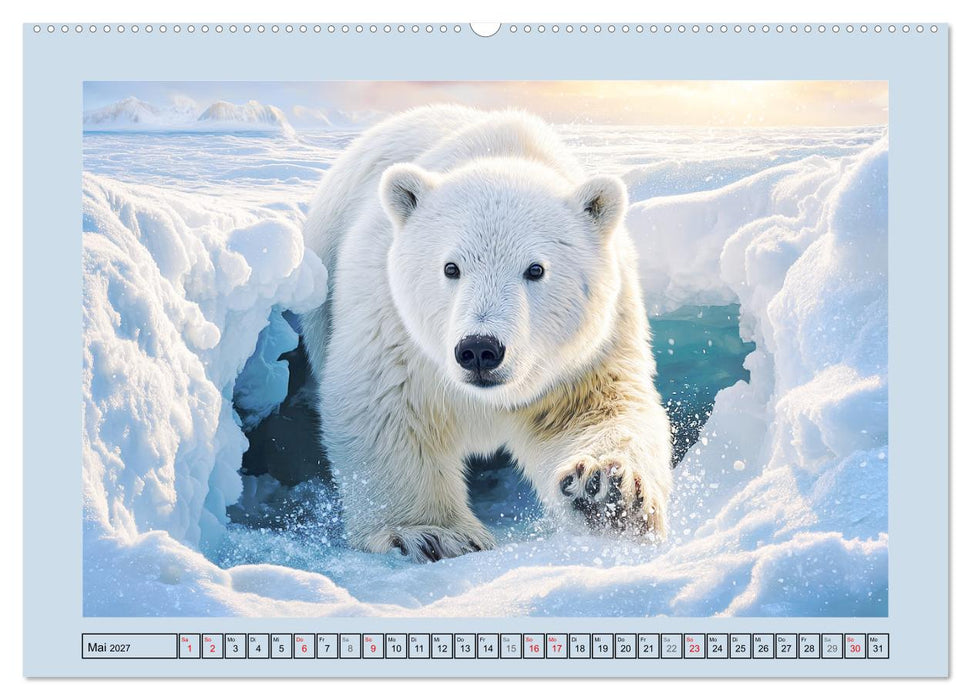 Im Reich der Eisbären. Imposante Könige des Nordlichts (CALVENDO Premium Wandkalender 2027)