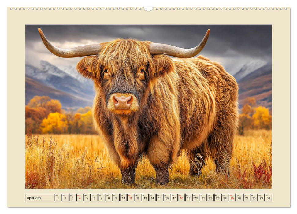 Schottische Hochlandrinder. Zwischen Nebel, Natur und rauer Pracht (CALVENDO Wandkalender 2027)