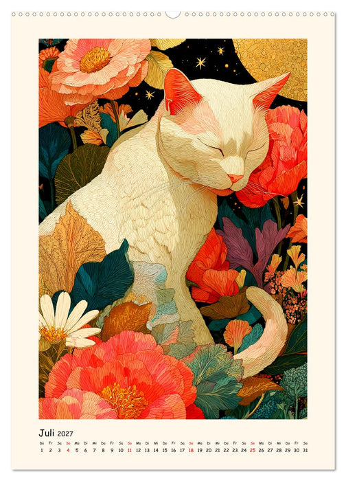 Katzenkunst. Künstlerische Paintings im modernen Folk-Stil (CALVENDO Premium Wandkalender 2027)
