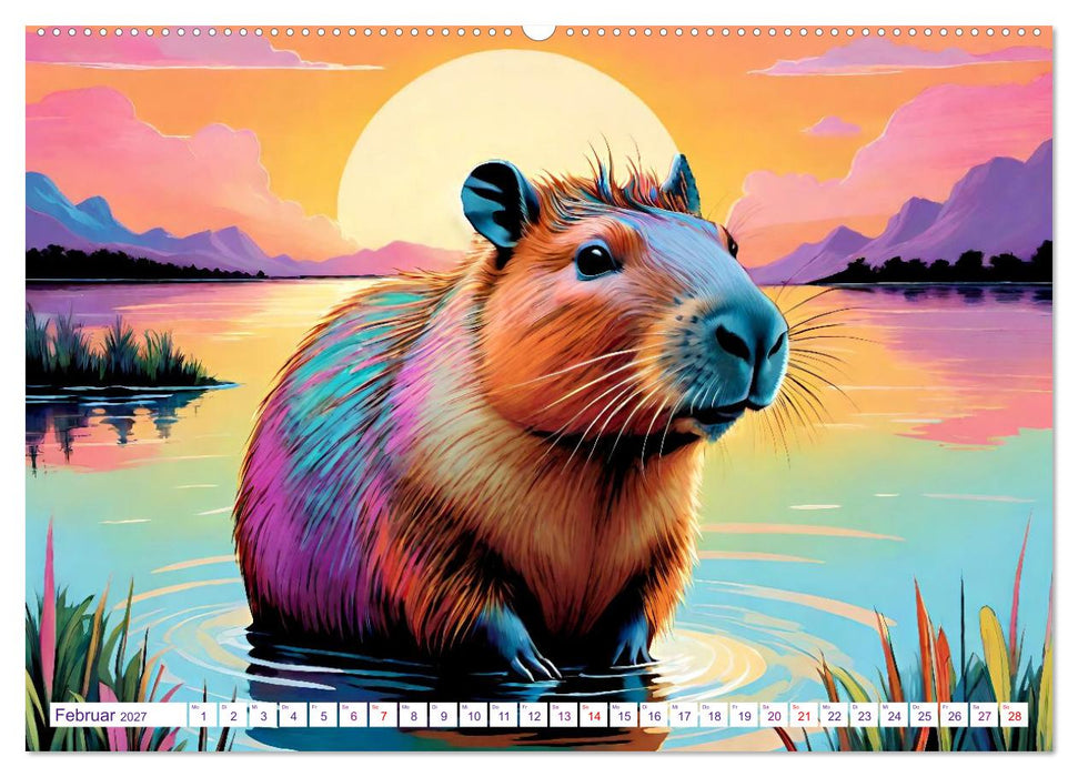 Wasserschweine. Mit Capybaras durch Fluss, Feld und Jahreszeiten (CALVENDO Premium Wandkalender 2027)