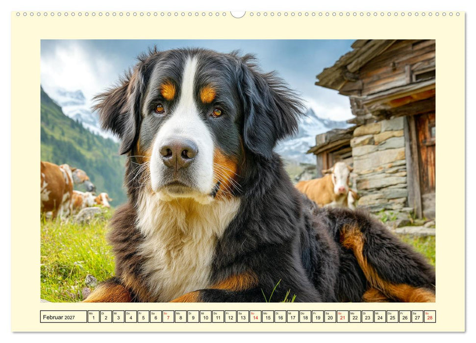Berner Sennenhund. Sanfte Seelen zwischen Alpenglück und Abenteuerlust (CALVENDO Premium Wandkalender 2027)
