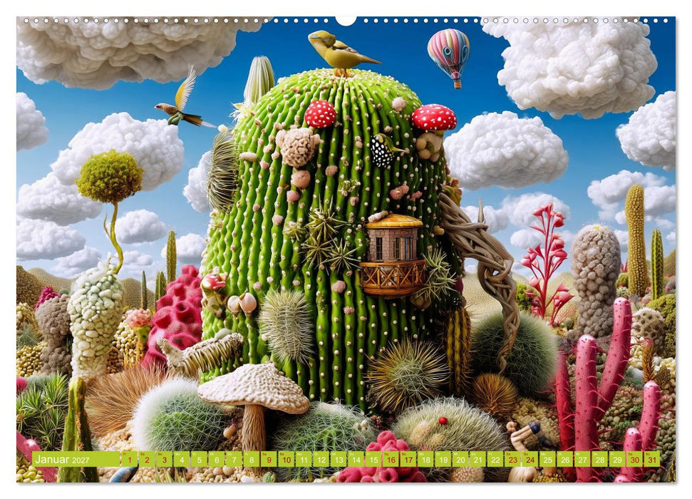 Kaktuswelten. Fantasie in Grün und Dorn (CALVENDO Premium Wandkalender 2027)