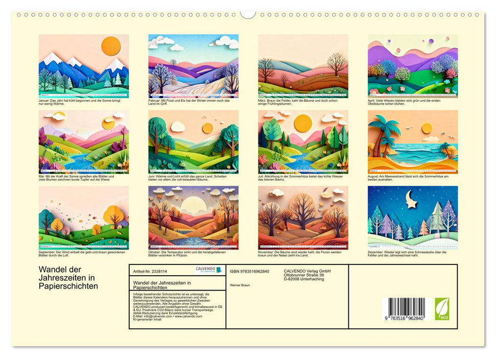 Wandel der Jahreszeiten in Papierschichten (CALVENDO Premium Wandkalender 2027)