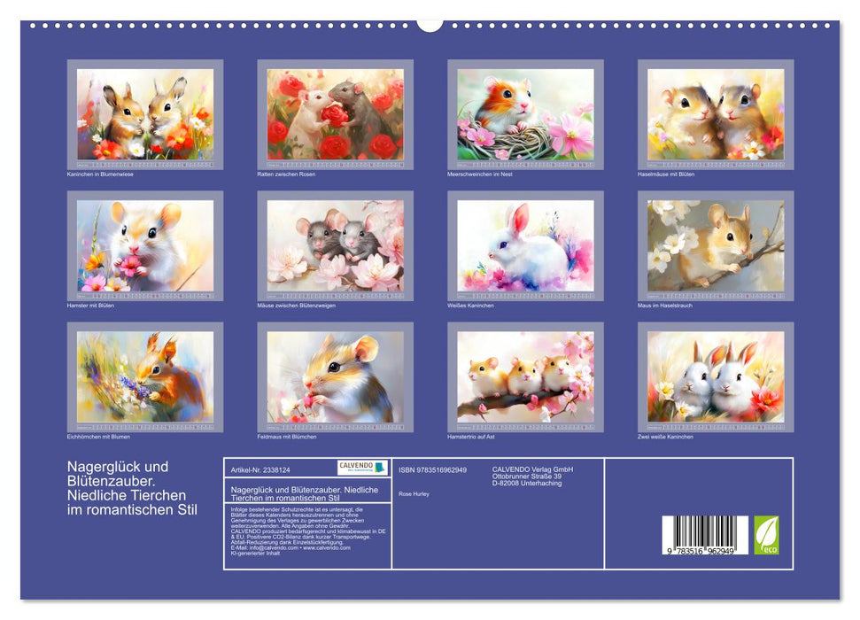 Nagerglück und Blütenzauber. Niedliche Tierchen im romantischen Stil (CALVENDO Premium Wandkalender 2027)
