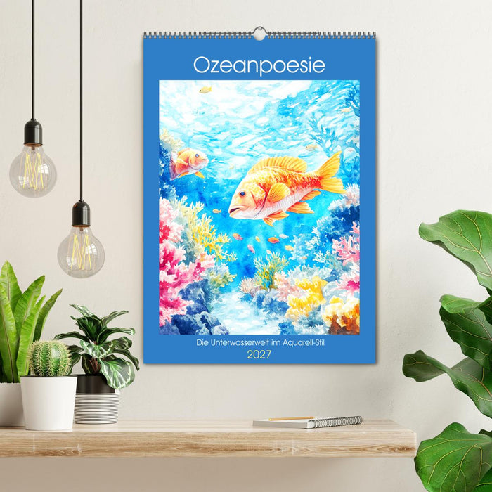 Ozeanpoesie. Die Unterwasserwelt im Aquarell-Stil (CALVENDO Wandkalender 2027)