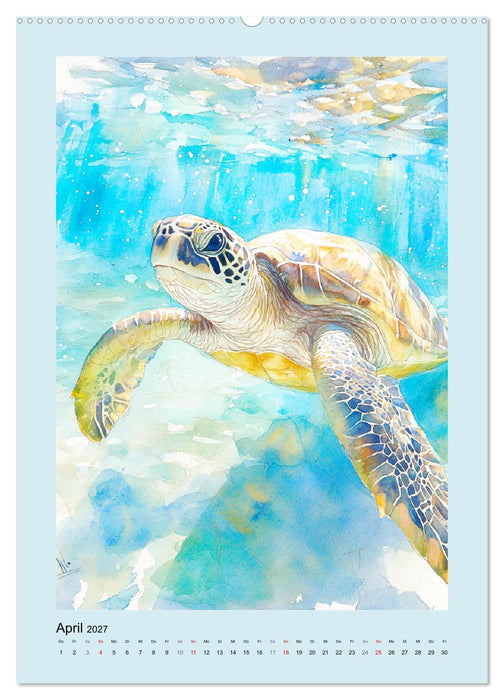 Ozeanpoesie. Die Unterwasserwelt im Aquarell-Stil (CALVENDO Wandkalender 2027)