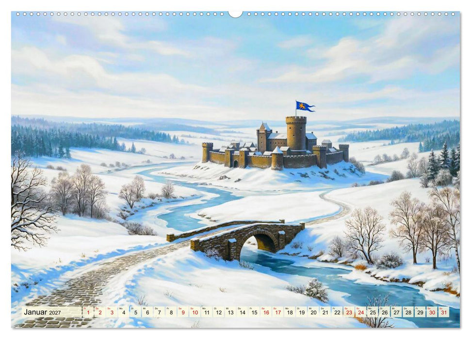 Burgen im Mittelalter (CALVENDO Premium Wandkalender 2027)