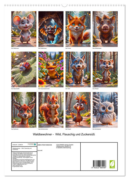 Waldbewohner - Wild, Flauschig und Zuckersüß (CALVENDO Premium Wandkalender 2027)