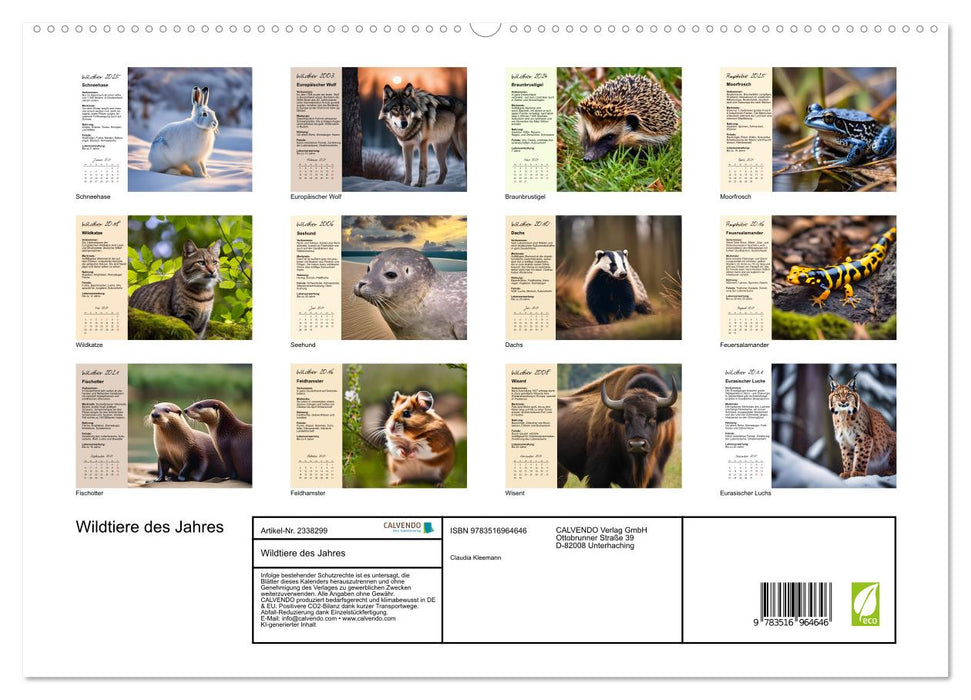 Wildtiere des Jahres (CALVENDO Premium Wandkalender 2027)