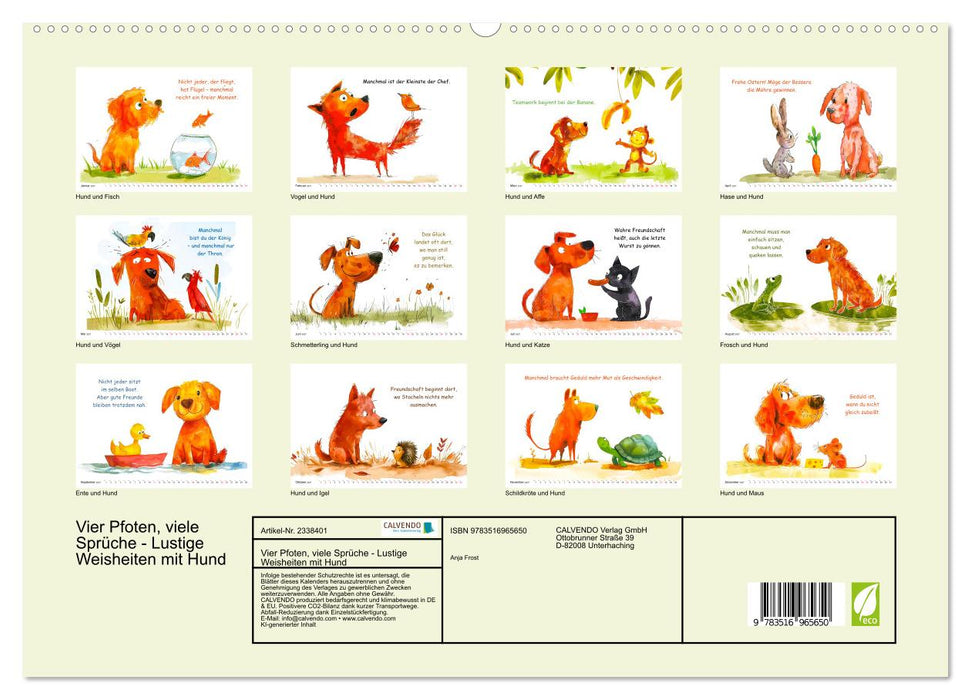 Vier Pfoten, viele Sprüche - Lustige Weisheiten mit Hund (CALVENDO Premium Wandkalender 2027)