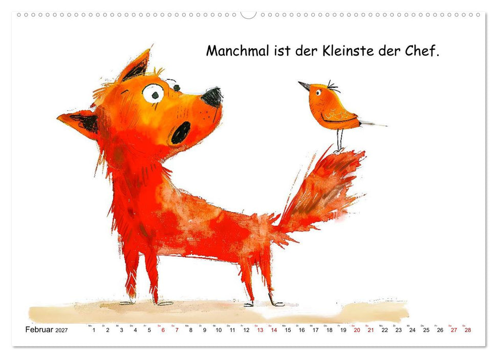 Vier Pfoten, viele Sprüche - Lustige Weisheiten mit Hund (CALVENDO Premium Wandkalender 2027)