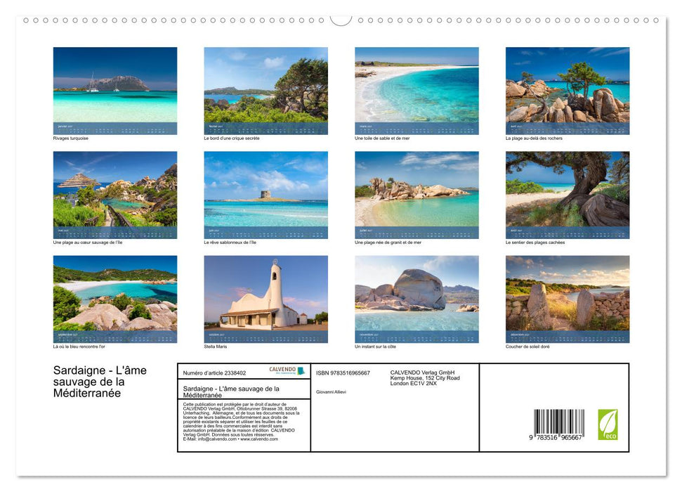 Sardaigne - L'âme sauvage de la Méditerranée (CALVENDO Calendrier supérieur 2027)