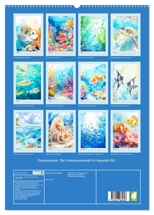 Ozeanpoesie. Die Unterwasserwelt im Aquarell-Stil (CALVENDO Premium Wandkalender 2027)