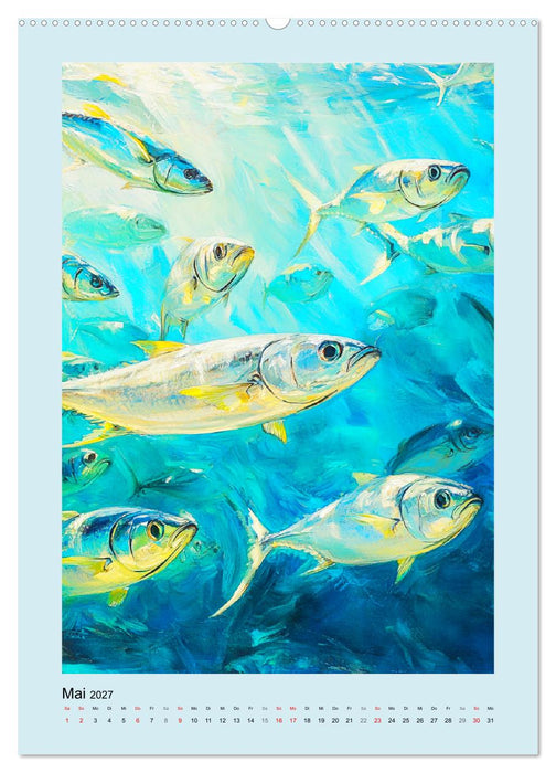 Ozeanpoesie. Die Unterwasserwelt im Aquarell-Stil (CALVENDO Premium Wandkalender 2027)