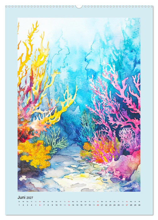 Ozeanpoesie. Die Unterwasserwelt im Aquarell-Stil (CALVENDO Premium Wandkalender 2027)