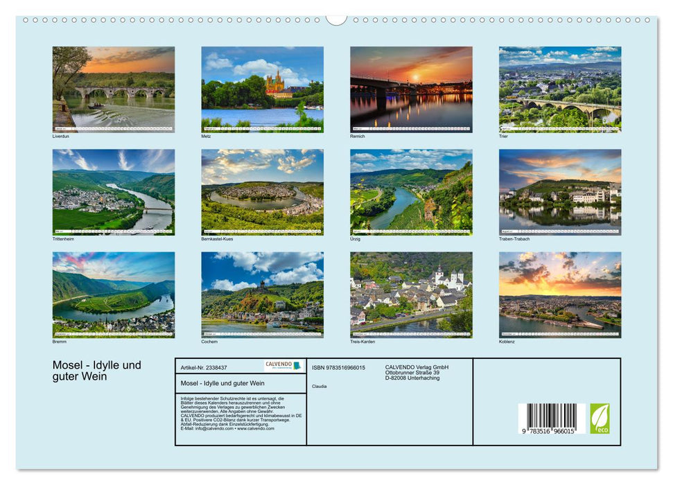 Mosel - Idylle und guter Wein (CALVENDO Premium Wandkalender 2027)