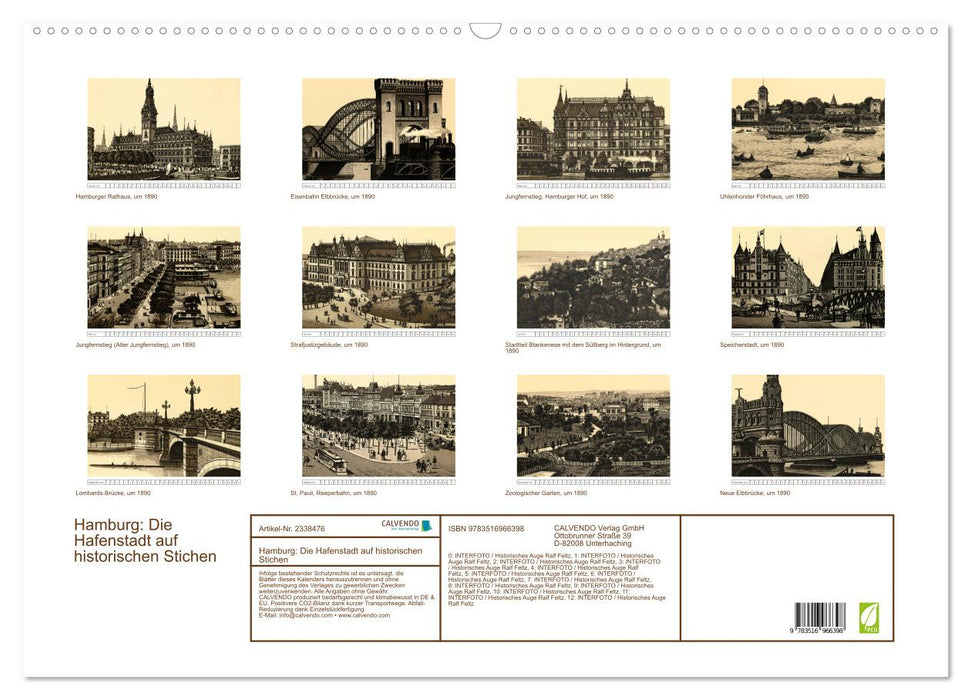 Hamburg: Die Hafenstadt auf historischen Stichen (CALVENDO Wandkalender 2027)