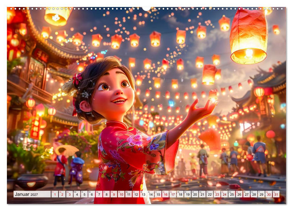 Chinesische Fantasy - Szenen inspiriert von Anime und Tradition (CALVENDO Premium Wandkalender 2027)