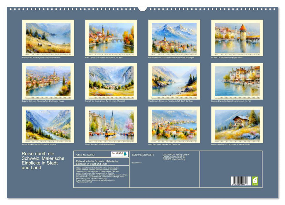Reise durch die Schweiz. Malerische Einblicke in Stadt und Land (CALVENDO Wandkalender 2027)