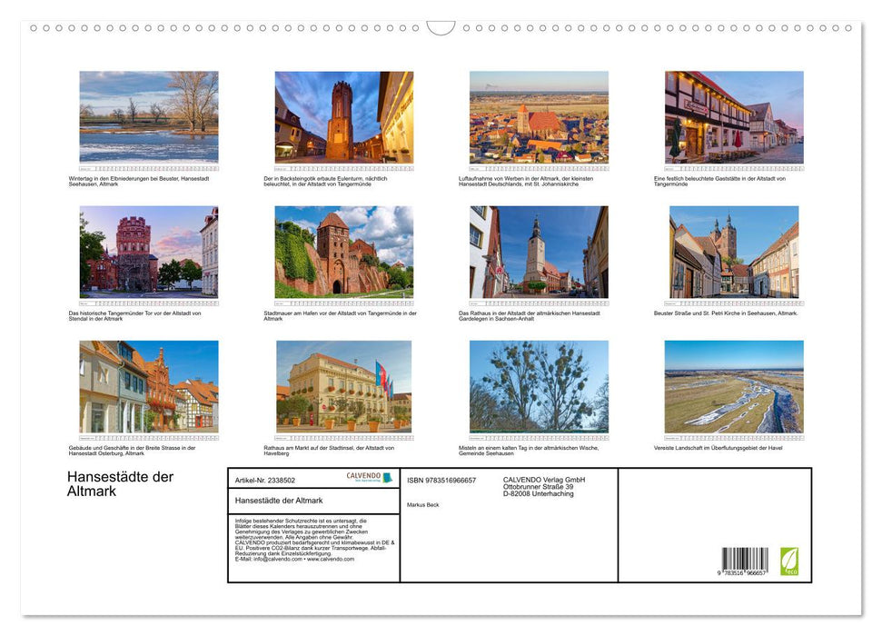 Hansestädte der Altmark (CALVENDO Wandkalender 2027)
