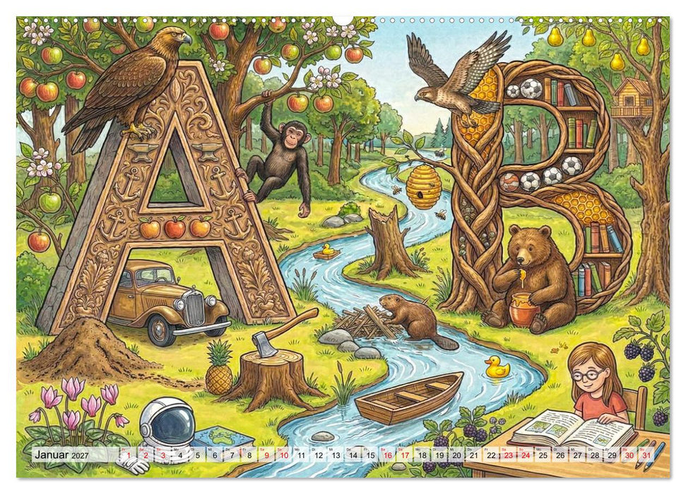 Abenteuer Alphabet: Die große Entdecker-Reise von A bis Z (CALVENDO Wandkalender 2027)