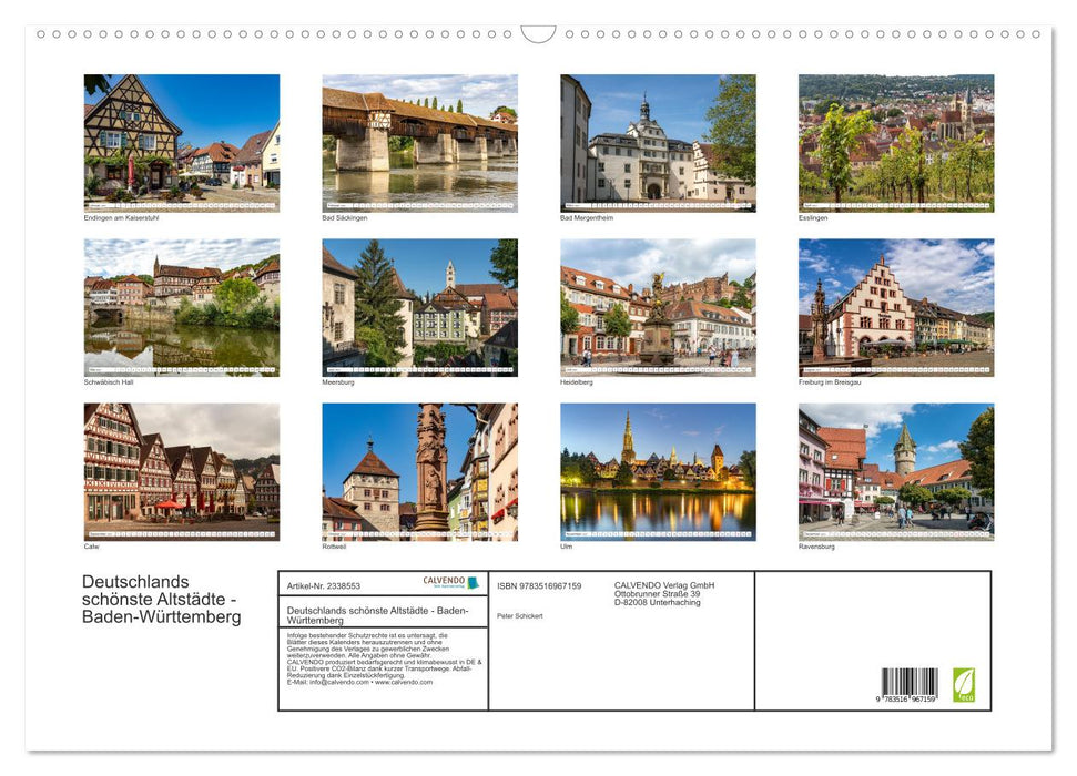 Deutschlands schönste Altstädte - Baden-Württemberg (CALVENDO Wandkalender 2027)