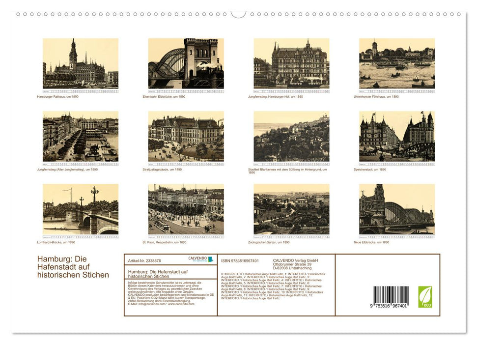Hamburg: Die Hafenstadt auf historischen Stichen (CALVENDO Premium Wandkalender 2027)