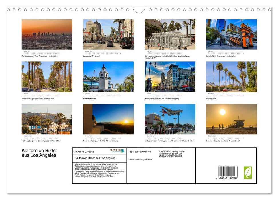 Kalifornien Bilder aus Los Angeles (CALVENDO Wandkalender 2027)
