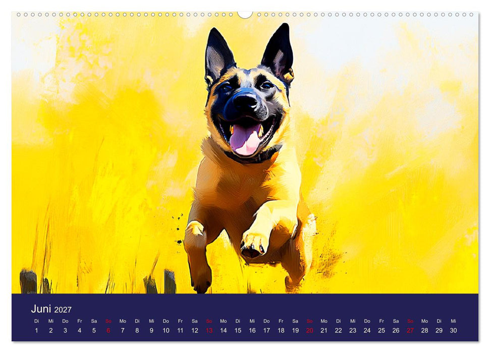 Loyaler Malinois. Belgische Schäferhunde im Aquarell-Stil (CALVENDO Wandkalender 2027)