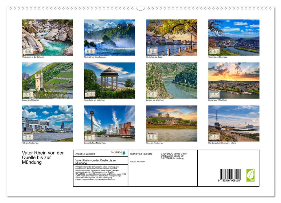 Vater Rhein von der Quelle bis zur Mündung (CALVENDO Premium Wandkalender 2027)