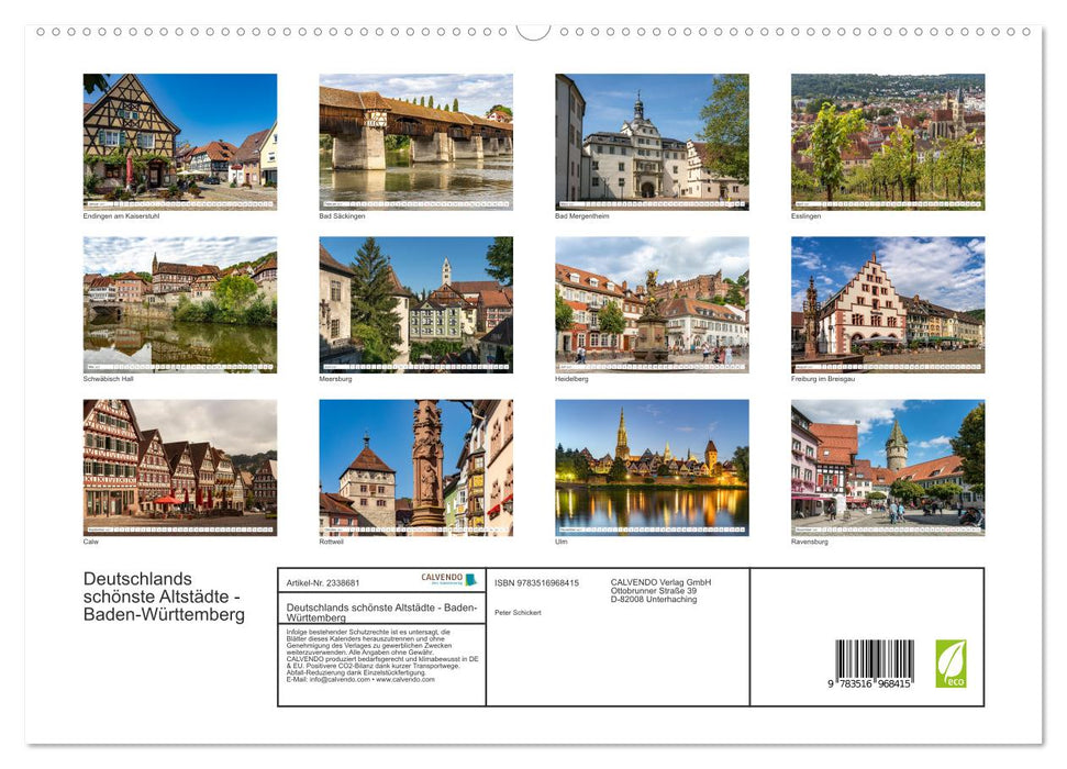 Deutschlands schönste Altstädte - Baden-Württemberg (CALVENDO Premium Wandkalender 2027)