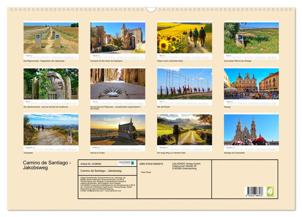 Camino de Santiago - Jakobsweg (CALVENDO Wandkalender 2027)