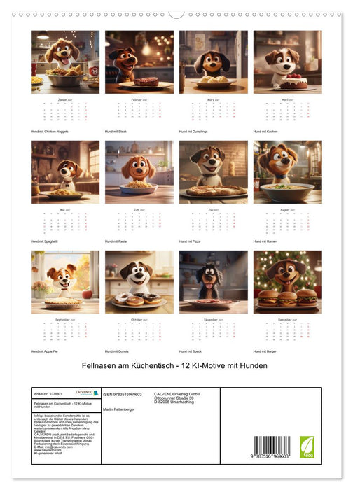Fellnasen am Küchentisch - 12 KI-Motive mit Hunden (CALVENDO Premium Wandkalender 2027)