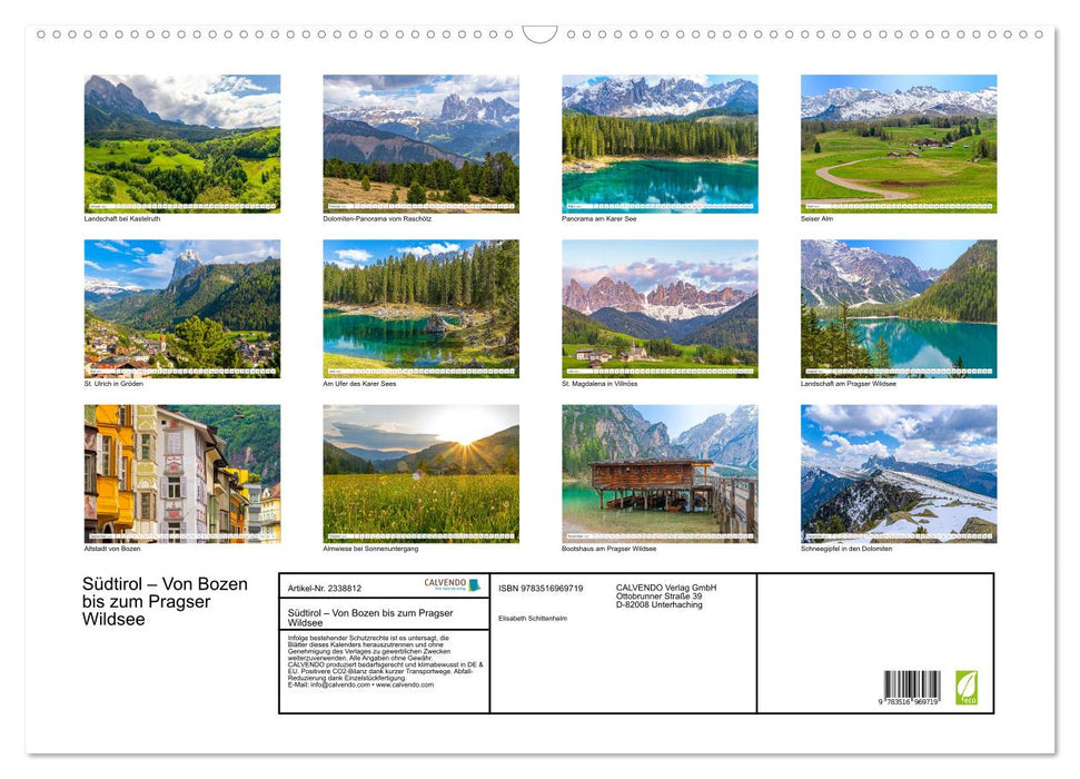 Südtirol – Von Bozen bis zum Pragser Wildsee (CALVENDO Wandkalender 2027)