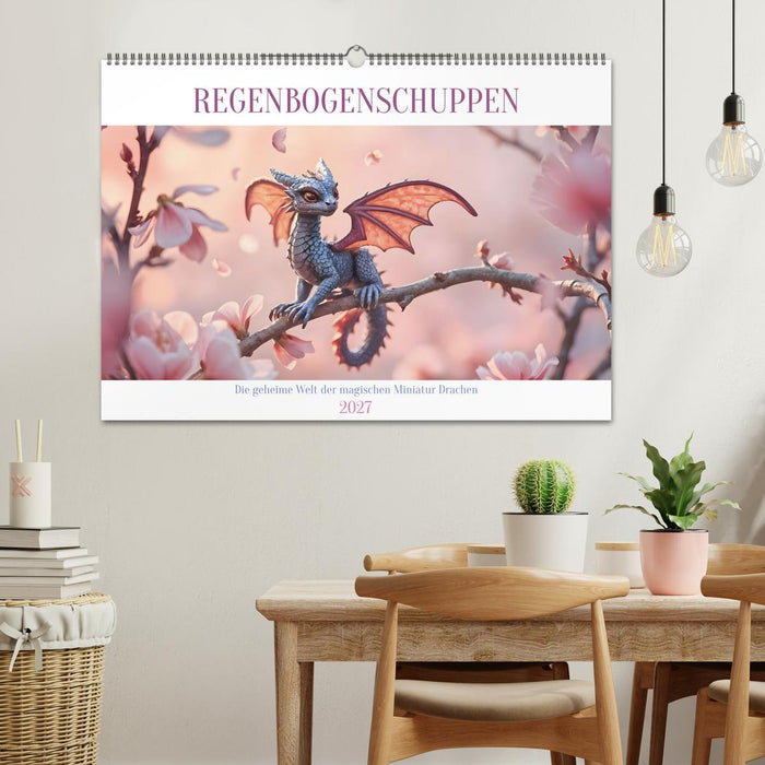 Regenbogenschuppen - Die geheime Welt der magischen Miniatur Drachen (CALVENDO Wandkalender 2027)