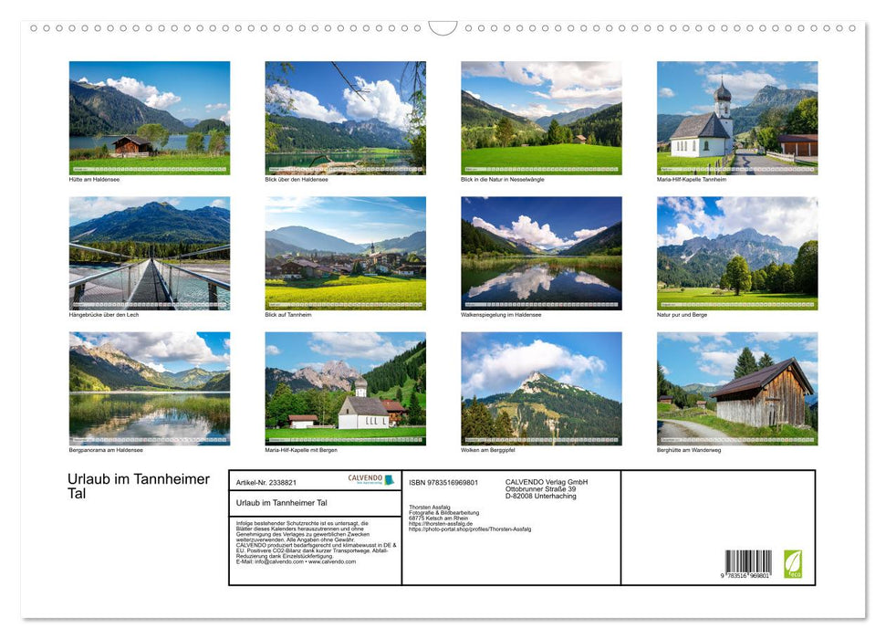 Urlaub im Tannheimer Tal (CALVENDO Wandkalender 2027)