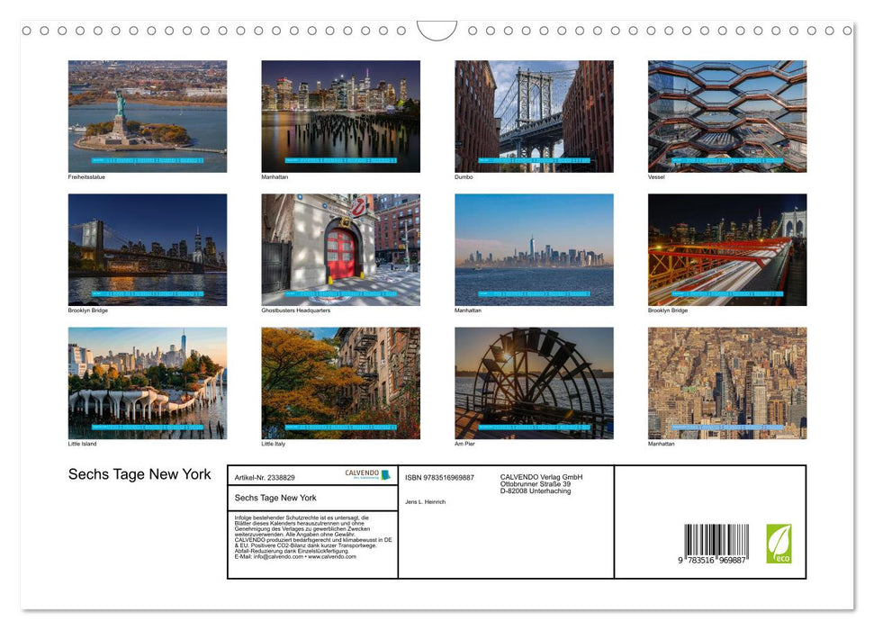 Sechs Tage New York (CALVENDO Wandkalender 2027)